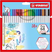 Premium-Filzstift mit Pinselspitze STABILO® Pen 68 brush, Etui mit 24 Stiften