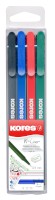 KORES Fineliner-Set, 4 Farben mit 0,4mm feiner Metallspitze