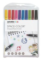 Senator Doppelfasermaler Space-Color, 10er Etui Doppelte Malspitze, 1mm und 4mm