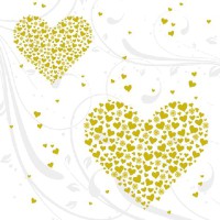 Serviette "Golden Hearts" 33 x 33 cm 20er Packung