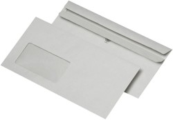 Briefumschlag DIN Lang, grau, selbstklebend, mit Fenster, 75 g/m²