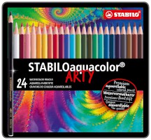 Aquarell-Buntstift STABILOaquacolor® Etui, 2,8 mm, sortiert, Metalletui mit 24 Stiften