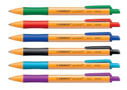 Kugelschreiber STABILO® pointball®, Druckmechanik, 0,5 mm, Etui mit 6 Stiften