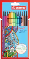 Premium-Filzstift STABILO® Pen 68, Kartonetui mit 12 Farben