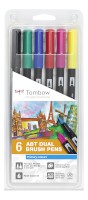 ABT Dual Brush Pen mit Fein-und Pinselspitze, Wasserbasis, Primärfarben 6St