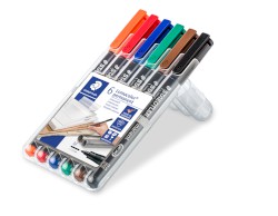 Feinschreiber Universalstift Lumocolor permanent, STAEDTLER Box mit 6 Farben