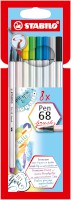Premium-Filzstift mit Pinselspitze STABILO® Pen 68 brush, Etui mit 8 Stiften