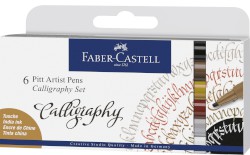 Tuschestift Pitt Artist Pen, Callygraphy, sortiert, 6er Etui