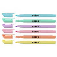 KORES Textmarker-Pen 6er Set Pastell-Farben
