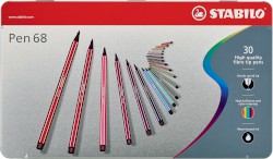 Premium-Filzstift STABILO® Pen 68, Metalletui mit 30 Stiften