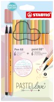 Fineliner STABILO® Pen 68 / STABILO® point 88® Etui „Pastellove“