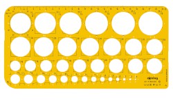 Zeichenschablone Kreisschablone, Kreise von Ø 1-36mm um 1mm steigend, gelb