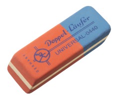 Radierer Doppel-Läufer Universal rot/blau, B x H x T mm: 55 x 19 x 8,5
