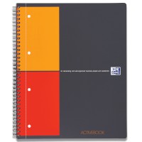 Oxford International – Activebook grau, Format: DIN A4+, 4 x gelocht, Lineatur: 5 mm kariert, Block mit: 80 Blatt