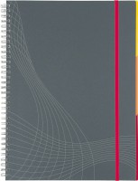 Notizbuch grau, Format: DIN A5, Lineatur: kariert, Notizbuch mit: 90 Blatt, spiralgebunden