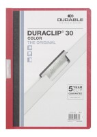 Klemm-Mappe DURACLIP® Original 30, Hartfolie, bis 30 Blatt, transparent/rot