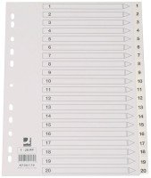 Zahlenregister aus Kunststoff 1-20, A4, weiß