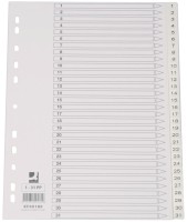 Zahlenregister aus Kunststoff 1-31, A4, weiß