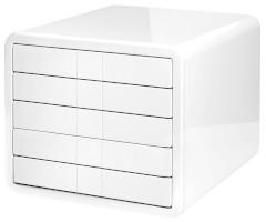 Schubladenbox i-Box, DIN A4/C4, 5 geschlossene Schubladen, weiß