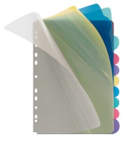 Ordnerregister, PP, blanko, 5-farbig transparent, A4, 220 x 297 mm, 10 Stück