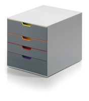 Schubladenbox VARICOLOR® 4, DIN A4, C4, 4 farbige Schubladen