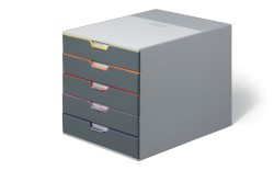Schubladenbox VARICOLOR® 5, DIN A4, C4, 5 farbige Schubladen