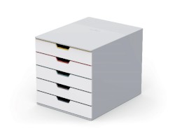 Schubladenbox VARICOLOR® MIX 5, A4, 5 Stück, geschlossen, grau/mehrfarbig