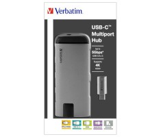USB-C-HUB silber, Ausführung: 3x USB 3.0/HDM 4k/RJ45 Gigabit