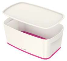 Aufbewahrungsbox MyBox, Klein, A5, mit Deckel, ABS, weiß/pink