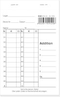 Kassenzettelblocks Format: 150 x 100, Ausführung: 1-farbig schwarz, 2. Blatt rot, Blatt/Block: 2 x 50