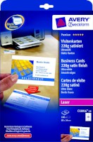 Visitenkarte mit glatten Kanten ultraweiß, satiniert, speziell für Farblaser, Fotoqualität, 220 g/qm, je Blatt: 10 Karten
