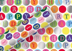Geschenkpapier-Rolle Alu "Happy Birthday Kreise"