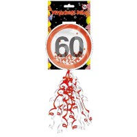 Geschenkverpackungs-Deko "Verkehrsschild 60" mit Konfetti und Ringelband