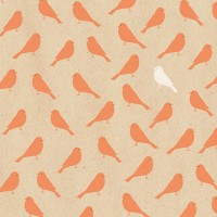Serviette By Nature "Bird Pattern orange"  25x25 cm 20er Packung