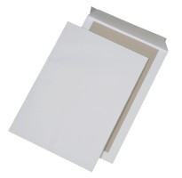 Papprückwandtaschen B4, Natron weiß, Papier: 120 g/qm, Klebung: haftklebend, ohne Fenster