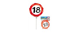 Folienballon Verkehrsschild Zahl 18 mehrfarbig