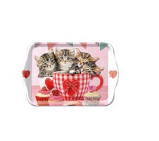 Tablett "Cats in Tea Cups" 13x21 cm aus Melamine
