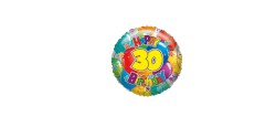 Folienballon Zahl 30 mehrfarbig