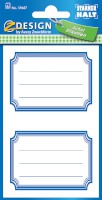 Buch-Etiketten, Papier, blauer Rahmen, blau, 12 Aufkleber