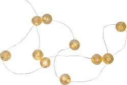 Lichterkette String Beads goldfarbene Kugeln