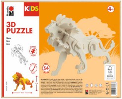 Holz-Puzzle 3D KiDS Löwe 34 Teile zum Ausmalen