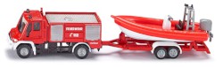 Modellauto SIKU "Unimog Feuerwehr mit Boot" aus Metall
