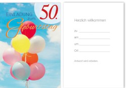 Karte 5er Einladung 50er Geburtstag Luftballons