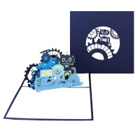 PopUp-Karte mit 3D-Motiv "Roboter" 15 x 15 cm