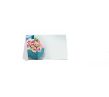 Tischkarte "Rosen in blauem Korb" 11 x 4,5 cm 8er Beutel