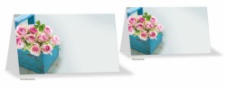 Tischkarte "Rosen in blauem Korb" 11 x 4,5 cm 8er Beutel