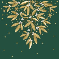 Serviette Weihnachten "Golden Mistletoe" 33 x 33 cm 20er Packung