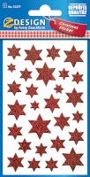 Sticker Weihnachten "Sterne" rot, beglimmert