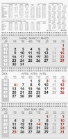 Dreimonats-Kalender Modell triplan 4 grau, B x H mm: 300 x 610, 3 Monatsblöcke